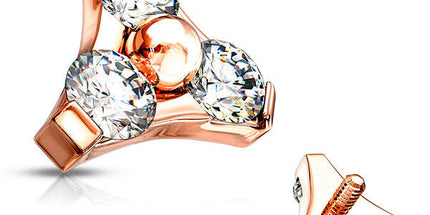 Rose Gold Trinity Prong Set Attachment for Internally Threaded Jewellery