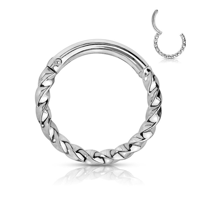 Twisted Surgical Steel Hinged Segment Ring