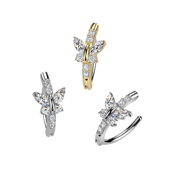 Hinged Crystal Butterfly Navel Ring