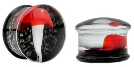 Red Mushroom Double Flared Glass Plug
