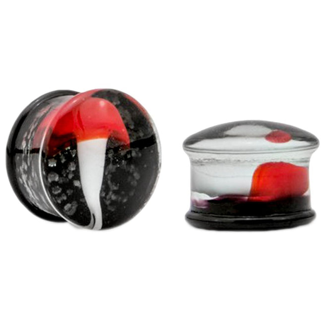 Red Mushroom Double Flared Glass Plug