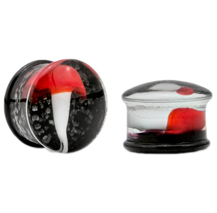 Red Mushroom Double Flared Glass Plug