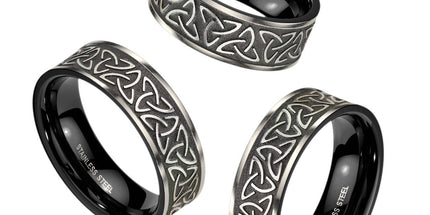 Tribal Celtic Trinity Knot Black Stainless Steel Ring