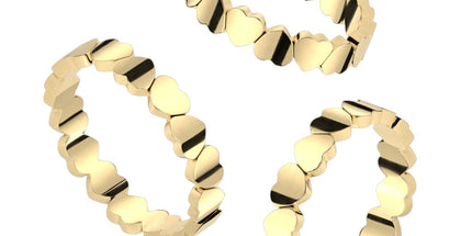 Gold Linked Heart Stainless Steel Ring