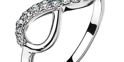 Infinite Pave Gemmed Ring. Brass with Rodium Plated