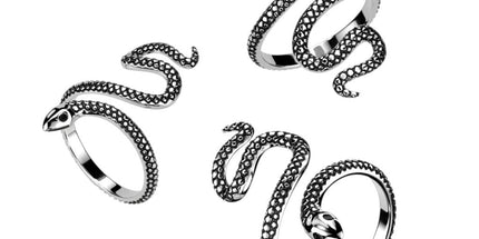 Antique Stainless Steel Snake Ring