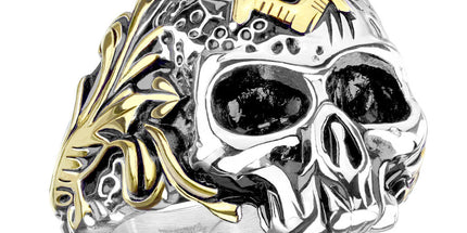 Two Tone Skull with Masonic Emblem Stainless Steel Ring
