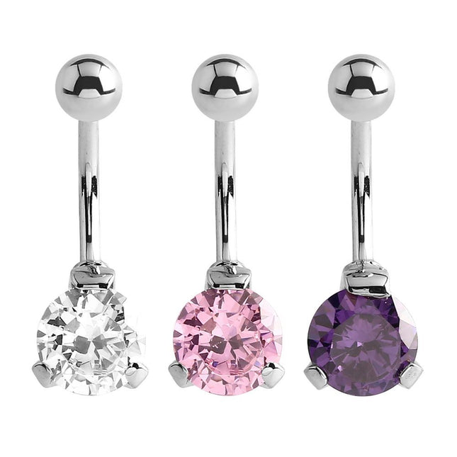 Steel Single Round Prong Set Navel