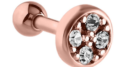 Rose Gold PVD Jewelled Cluster Barbell