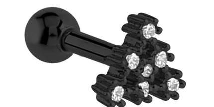 Black Steel PVD Jewelled Trillion Triangle