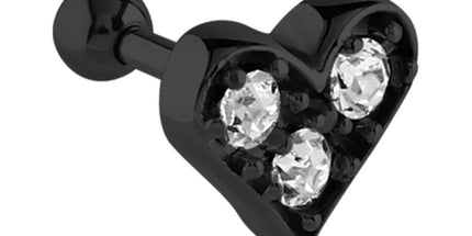 Black Steel PVD Jewelled Heart Barbell