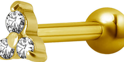 Bright Gold Decorative Jewelled Trinity Micro Barbell
