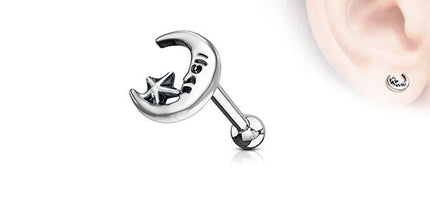 Surgical Steel Antique Finish Moon Barbell