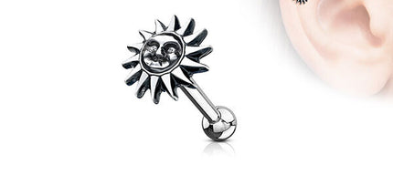 Surgical Steel Antique Finish Sun Barbell