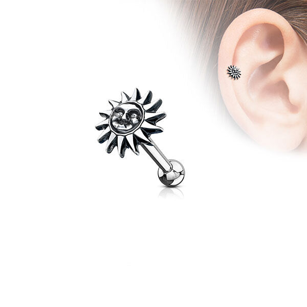 Surgical Steel Antique Finish Sun Barbell