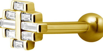 Bright Gold Decorative Art Deco Jewelled Micro Barbell