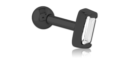 Black Steel Baguette Jewelled Decorative Micro Barbell