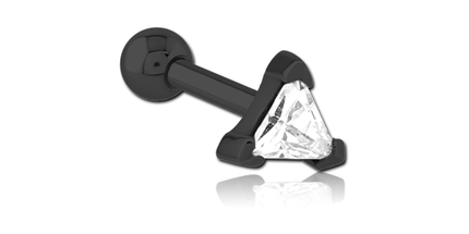 Black Steel Triangle Jewelled Decorative Micro Barbell