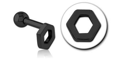 Black Steel Hollow Hexagon Decorative Micro Barbell