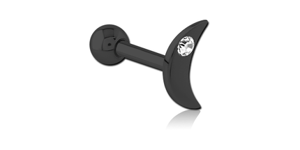 Black Steel Jewelled Moon Decorative Micro Barbell