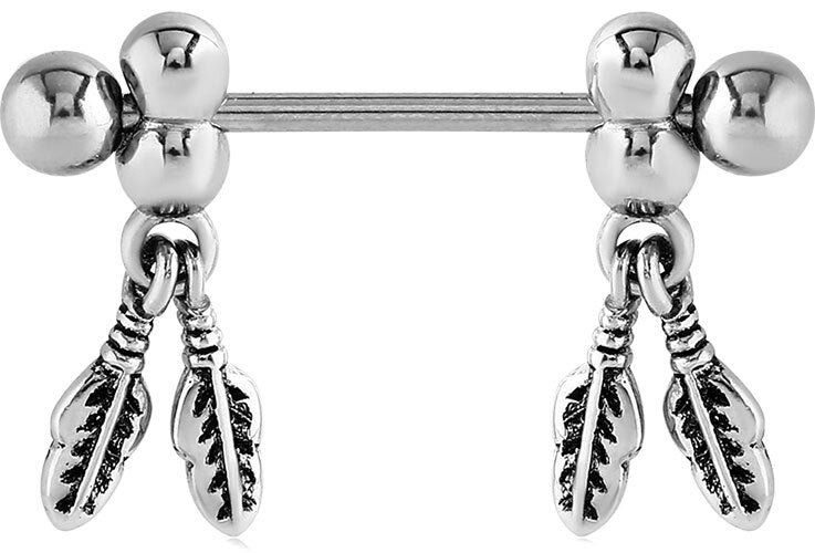 Steel Double Feather Nipple Barbell