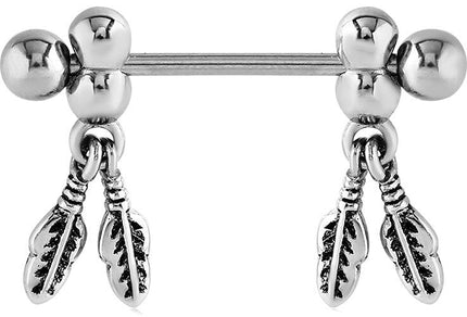 Steel Double Feather Nipple Barbell