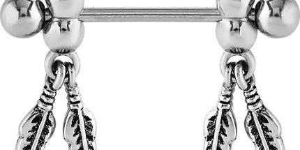 Steel Double Feather Nipple Barbell