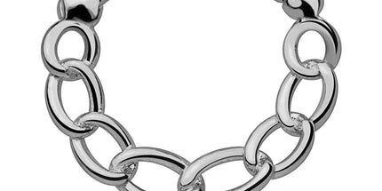 Round Septum Clicker With Linked Chain - In Gold PVD, Silver & Hematite