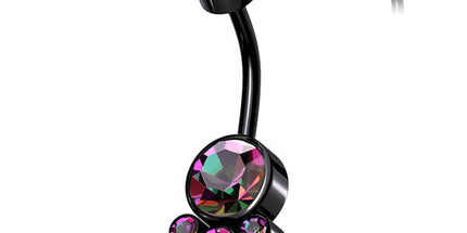 Steel Jewelled Cluster Internally Threaded Navel Banana