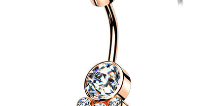 Steel Jewelled Cluster Internally Threaded Navel Banana