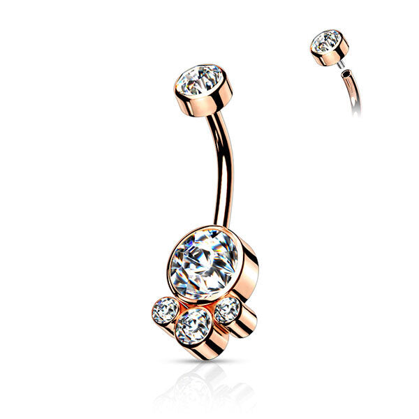 Steel Jewelled Cluster Internally Threaded Navel Banana