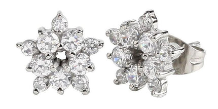 Pair of Surgical Steel Ear Studs Jewelled Snowflake