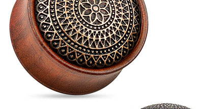 Saddle Fit Plug with Lattice Pattern Antique Rose Wood