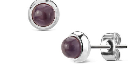 Pair of Surgical Stainless Steel Earrings Semi Precious Stones