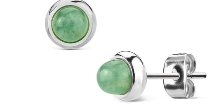 Pair of Surgical Stainless Steel Earrings Semi Precious Stones