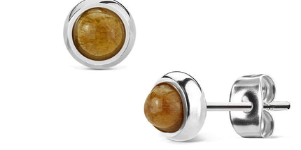 Pair of Surgical Stainless Steel Earrings Semi Precious Stones