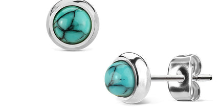 Pair of Surgical Stainless Steel Earrings Semi Precious Stones