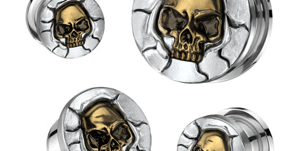 Protruding Bronze Skull Steel Screw Fit Tunnel