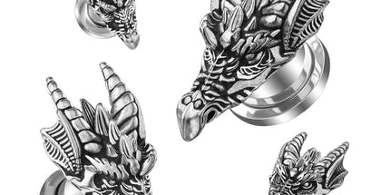 Dragon Head 316L Surgical Steel Screw Fit Tunnel