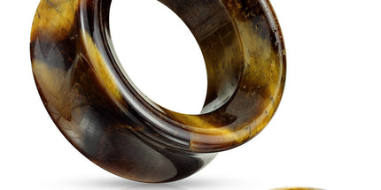 Tiger Eye Stone Double Flared Saddle Tunnel