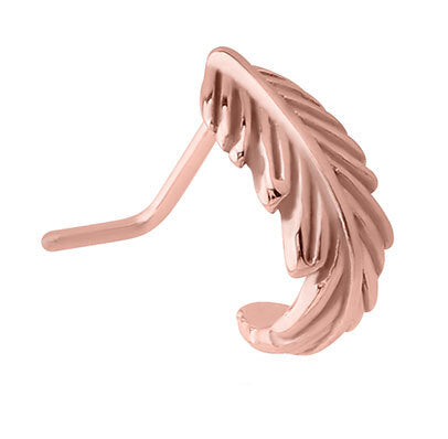 Steel Feather Wrap Around Nose Stud in Black, Gold & Rose Gold