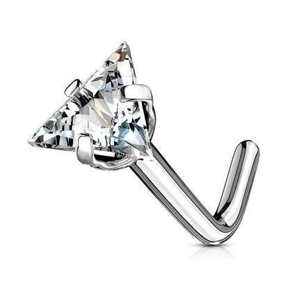 Triangle Clear Crystal Top Dog Leg Nose Stud