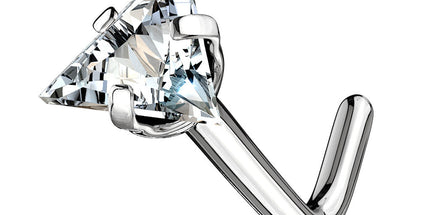Triangle Clear Crystal Top Dog Leg Nose Stud