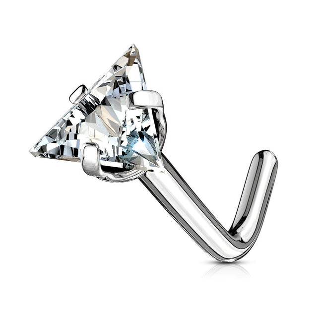 Triangle Clear Crystal Top Dog Leg Nose Stud