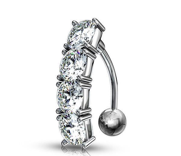 Four Jewelled Cluster Top Drop Navel