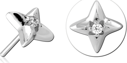 Surgical steel jewelled threadless star attachment.