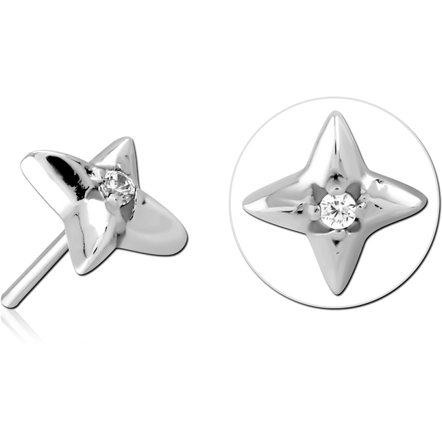 Surgical steel jewelled threadless star attachment.
