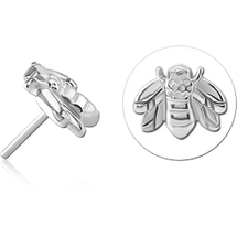 Surgical surgical steel jewelled threadless honey bee attachment.