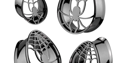 Hollow Spider Tear Drop Double Flare Tunnel 8 to 16mm