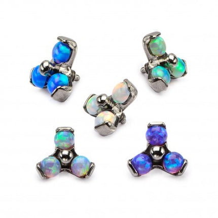 Invictus Titanium Trinity Prong Set Opal Gems